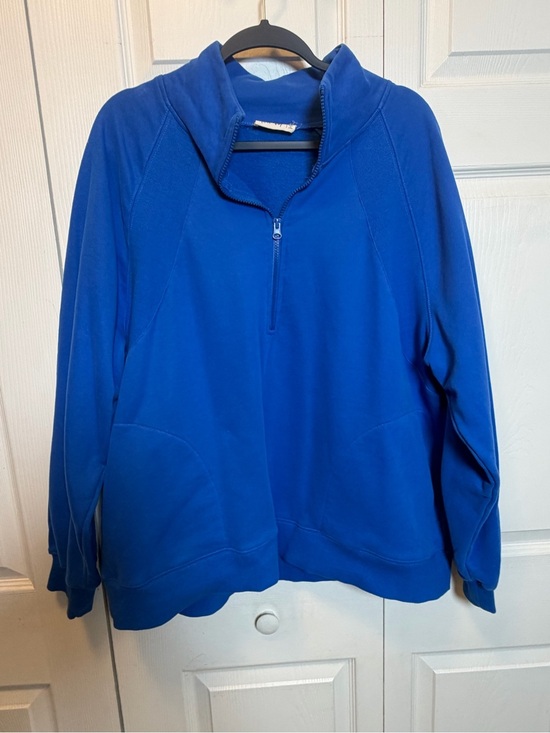 new in Sweaters - New In 1X Blue Quarter Zip Pullover Sweatshirt Plus Size Casual Athleisure